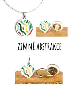 ❄ Šperky s motivem zimní abstrakce v červených, zelených a zlatavých tónech, perfektní volba pro ženy, které milují...